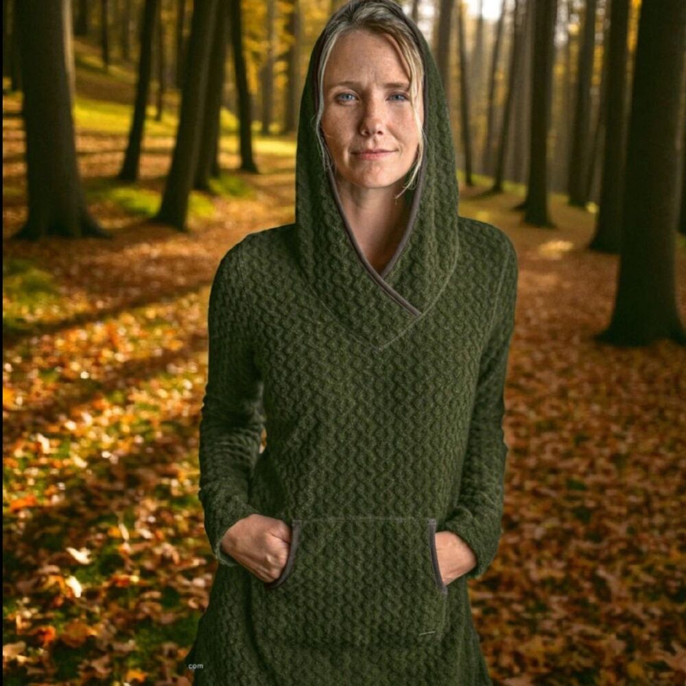 Prana Sz Small Sybil Green Textured Hooded Tunic Long Sleeves Gorp Outdoors